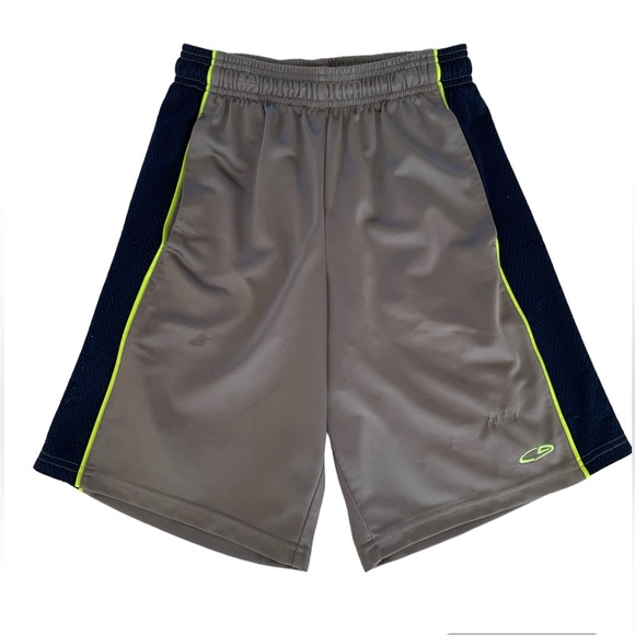 C9 Champion Shorts Basketball Athletic Logo Pockets Gray Green Blue Boys M 8-10 - Picture 1 of 15